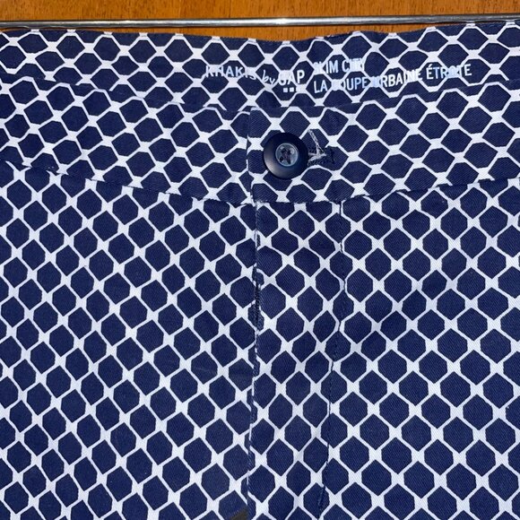 Navy White Geometric Pattern Womens Pants Size 16 Cropped Slim Fit Khakis Gap - Picture 3 of 7
